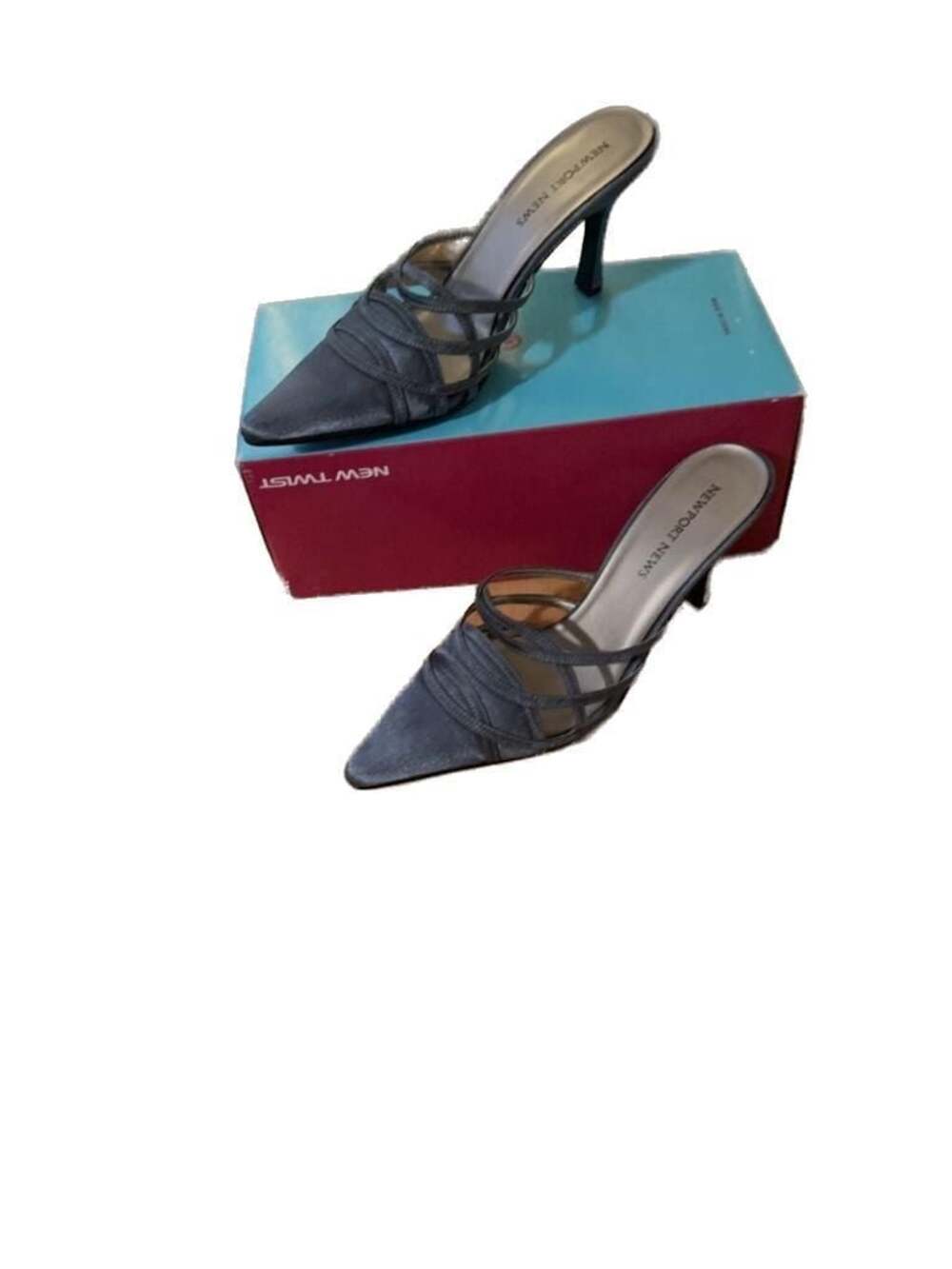Newport News Vintage Y2K Strappy Satin Pointed Toe Mule Heels